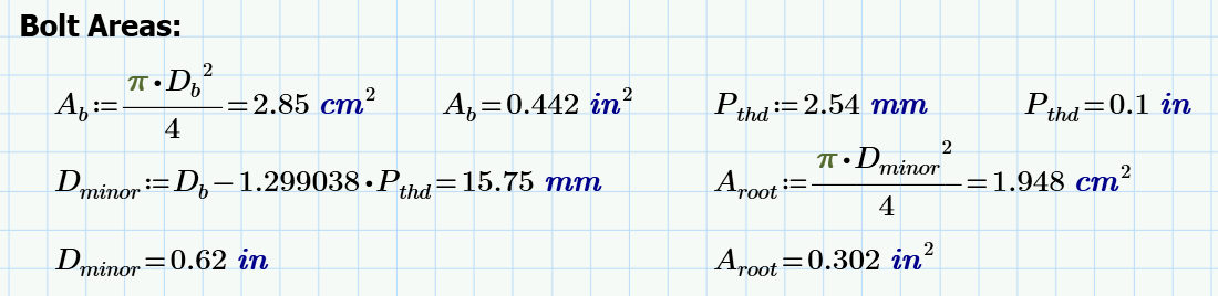 Bolt Area Calculations