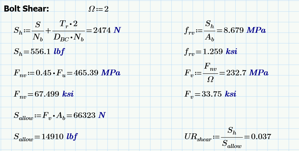 Bolt Shear Calculations