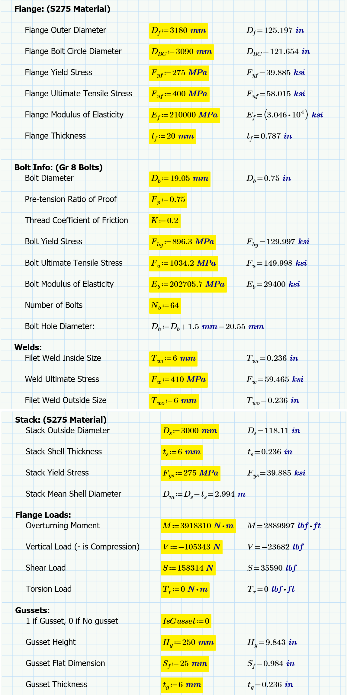 Flange Example No Gussets