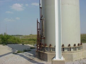 Photo of stack showing Stack Anchor Bolts