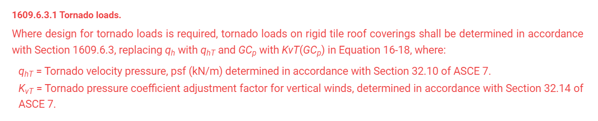 Florida Building Code 2023, Calculating Tornado Loads on Rigid Tile. 
