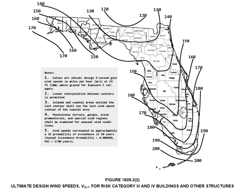 wind florida map code building speed loads fbc meca enterprises inc global